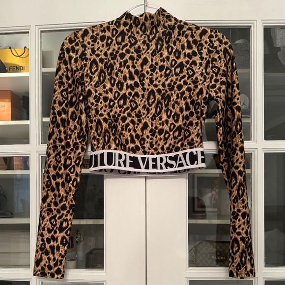 Authentic Versace Leopard Print Crop Top - Picture 1 of 1